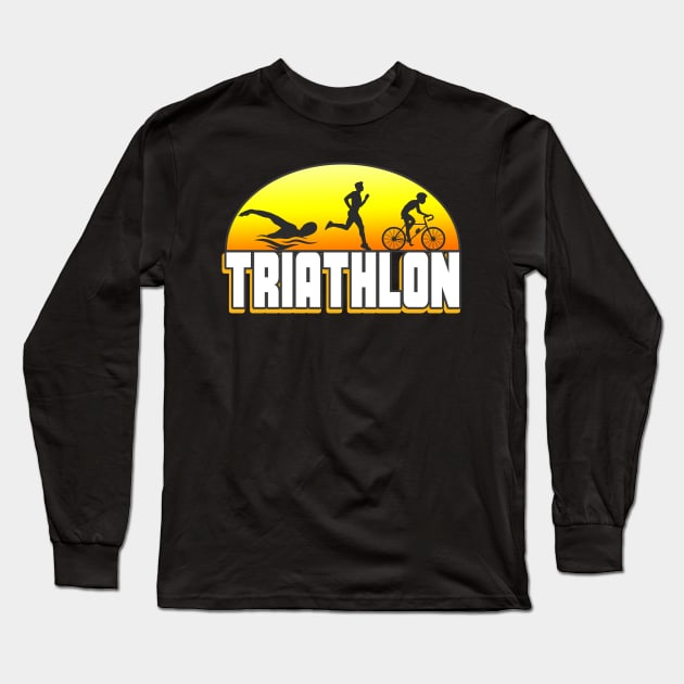 Triathlon Typography Triathlete Long Sleeve T-Shirt by Foxxy Merch